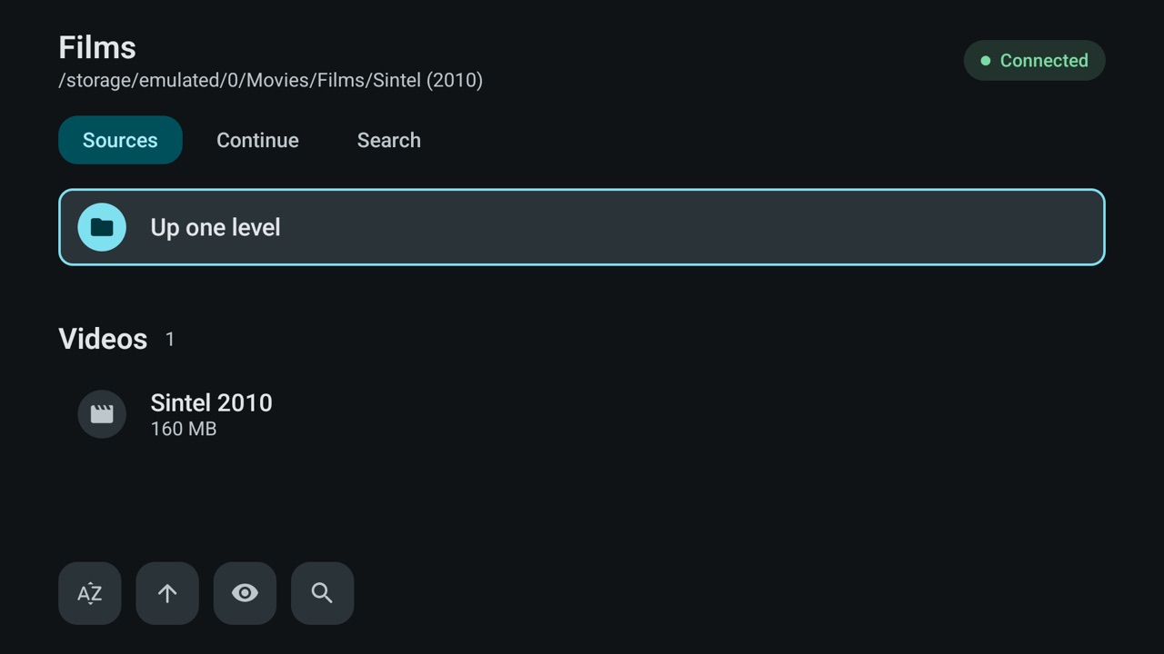 Close-up of a film folder with episode file names and sizes in Streamova